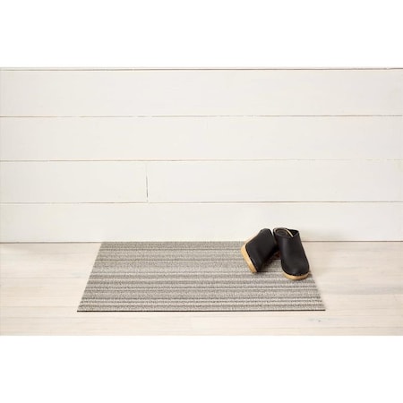 Chilewich Chilewich 18 in. W X 28 in. L Gray/White Skinny Stripe Polyester/Vinyl Door Mat 200134-001